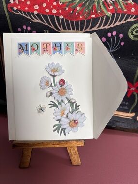 Mother's Day Post Card — White Daisy & Ladybug Floral Design